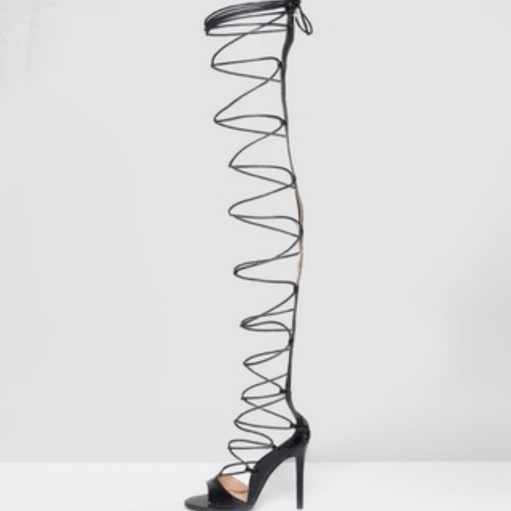Brand New black lace up heels